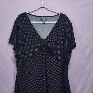 Chaps Black Polka Dot V-Neck Tunic
